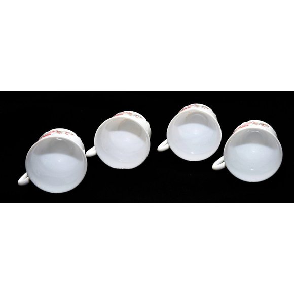 Arcopal France 4 Champetre Coffee Tea Mugs Cups White Swirl Blue& Pink Flowers#1 - Picture 3 of 5